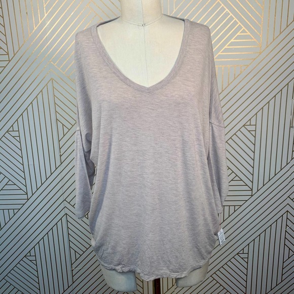 Kit and Ace Tops - Kit and Ace Tan Haven V- Neck Mid Sleeve T-Shirt